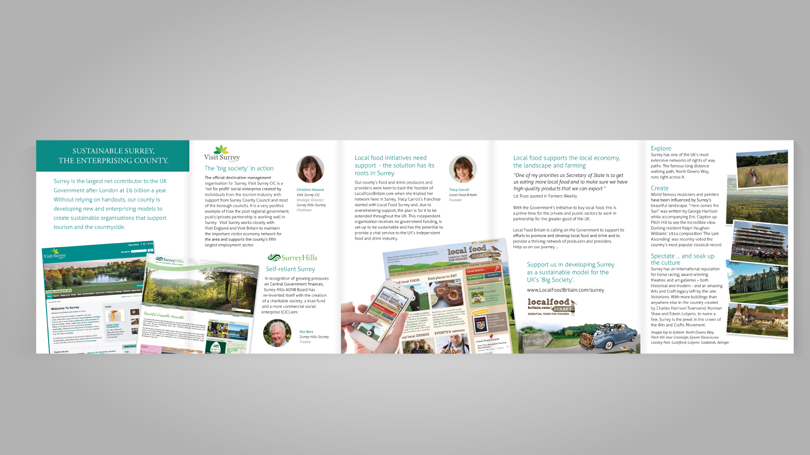 Graphic Designers of Visit Surrey leaflet