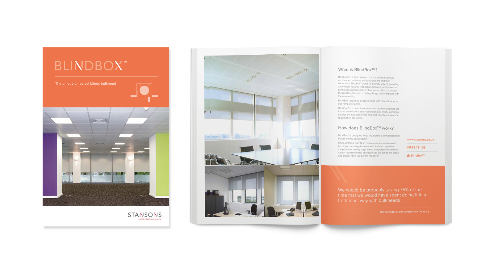 Corporate brochure design for Stansons window shading company