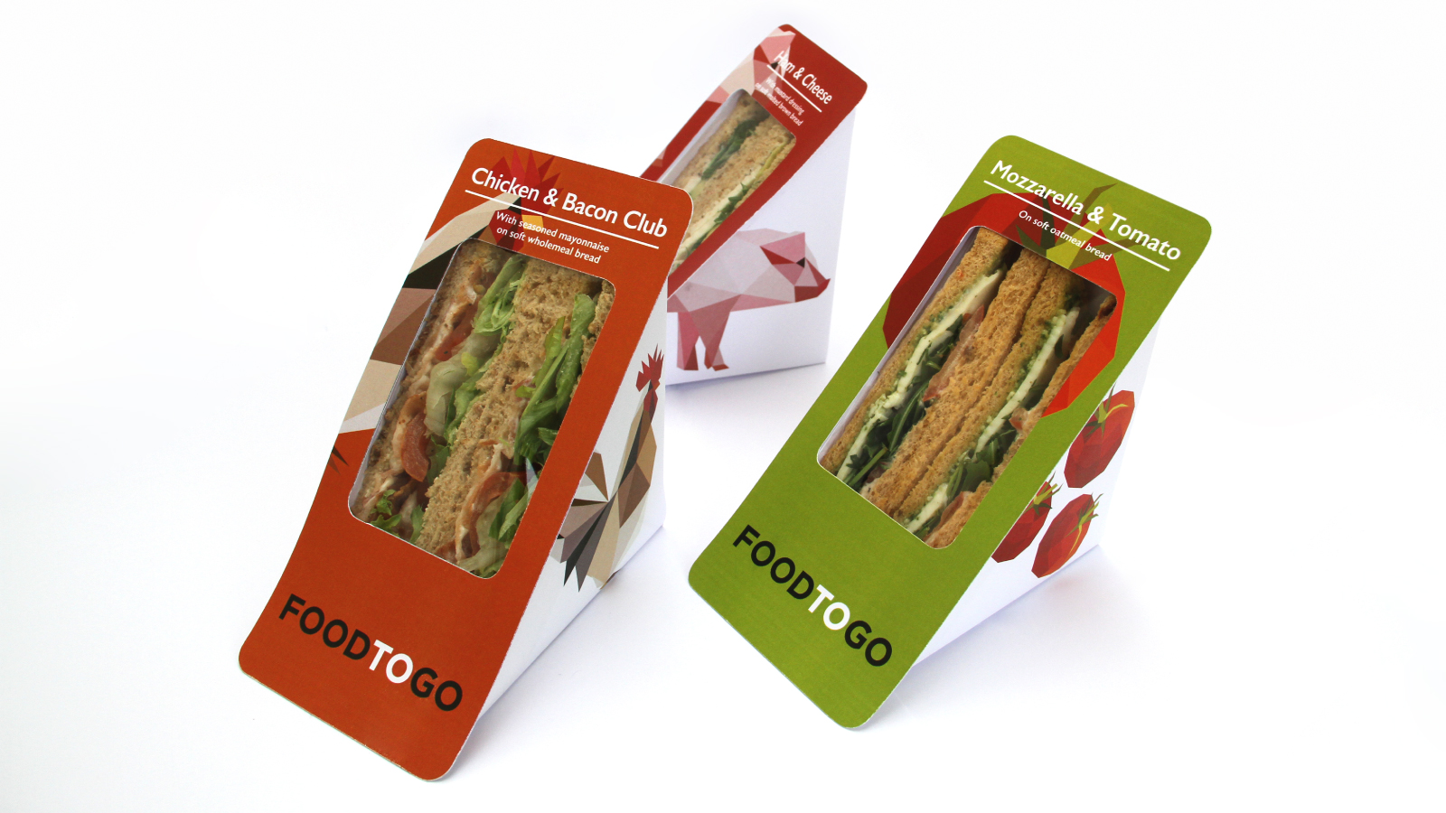 Designs showing 3 choices from range of sandwich packaging