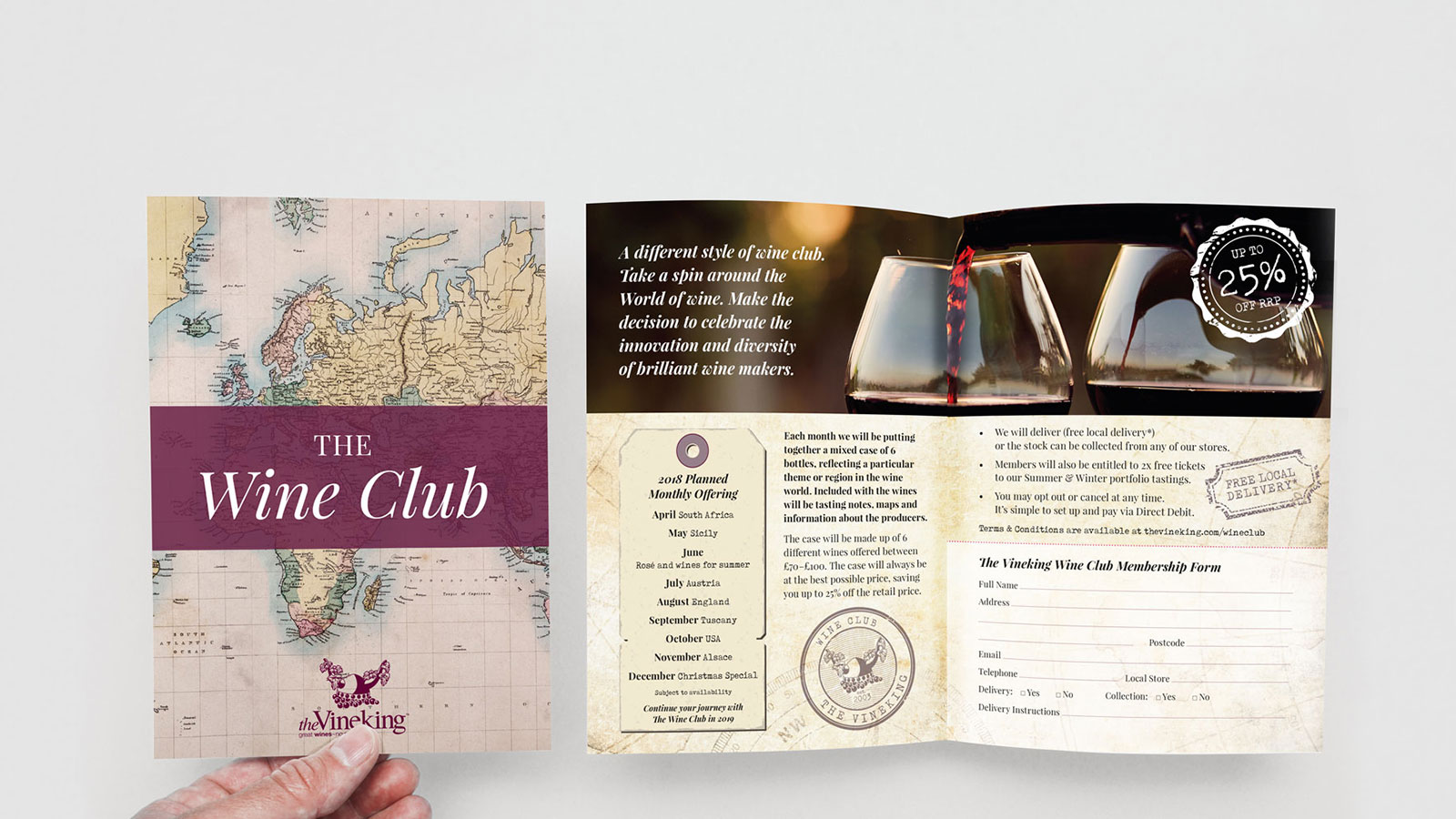 Wine Club leaflet flyer design for the Vineking Reigate