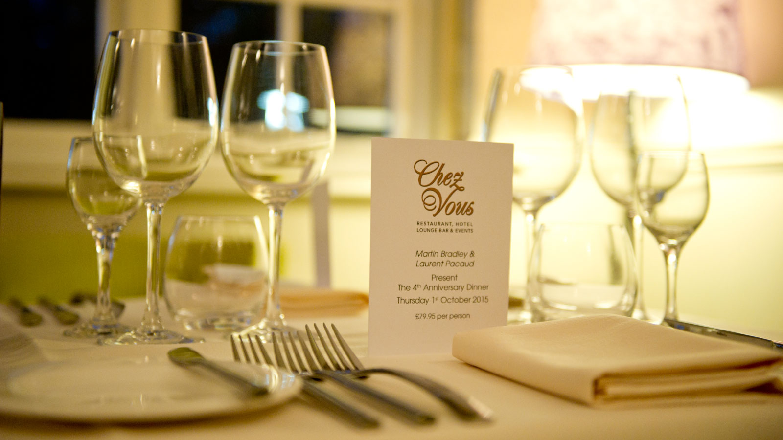 Menu design and Surrey restaurant branding for Chez Vous